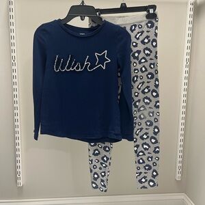 “Wish” Navy Shirt; and Gray Leopard Pants Outfit